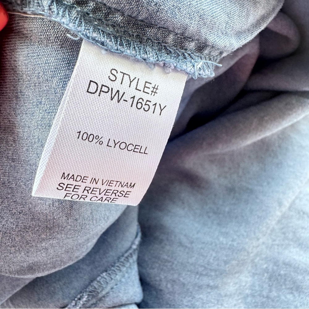 Zenana Lyocell Chambray Wide Leg Jumpsuit Vintage Wash Blue Flowy L AND M NWT - Picture 6 of 9